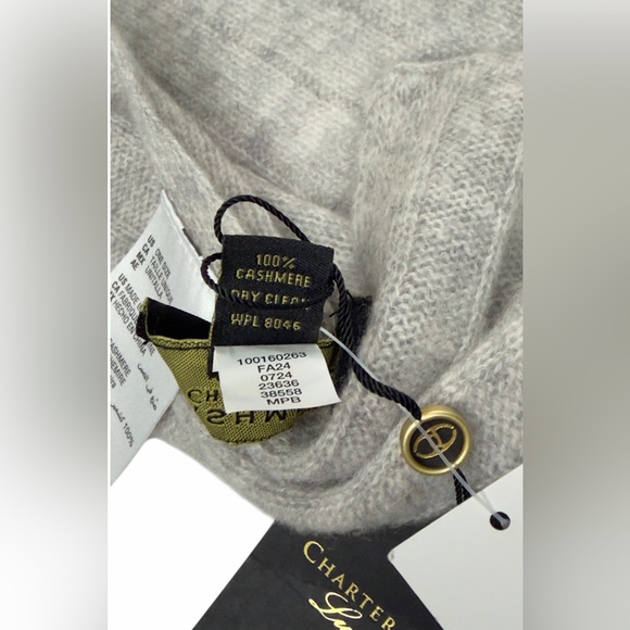 Charter Club Luxury 2 Ply Cashmere Ribbed 100% Cashmere Scarf Unisex Gray NEW - Picture 6 of 8